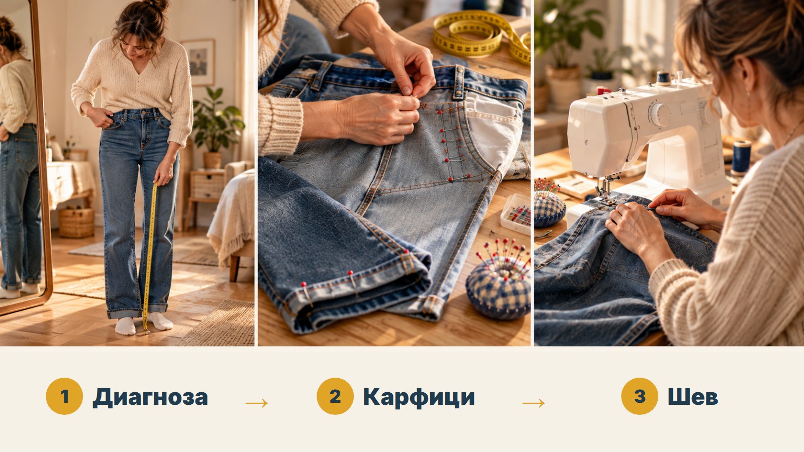 Ръководството Прекрой на таблет до шевна машина и дънки